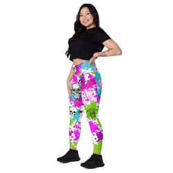 Floral Goth Skull Leggings with Pockets | All Sizes