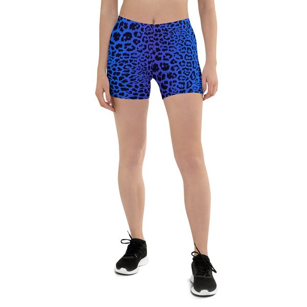 Blue Leopard Print Shorts