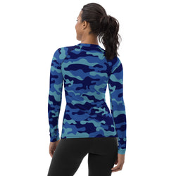 Brilliant Blue Camo Performance Rash Guard UPF 50+