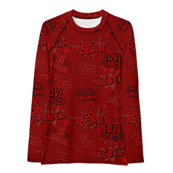 Body Positivity Performance Rash Guard in Deep Red UPF 50+