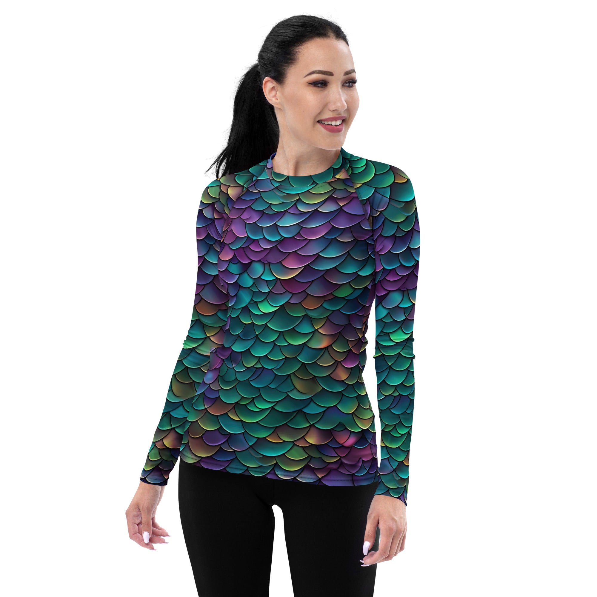 Multicolored Dragon Scales Performance Rash Guard UPF 50+