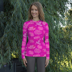 Body Positivity Performance Rash Guard in Hot Pink UPF 50+