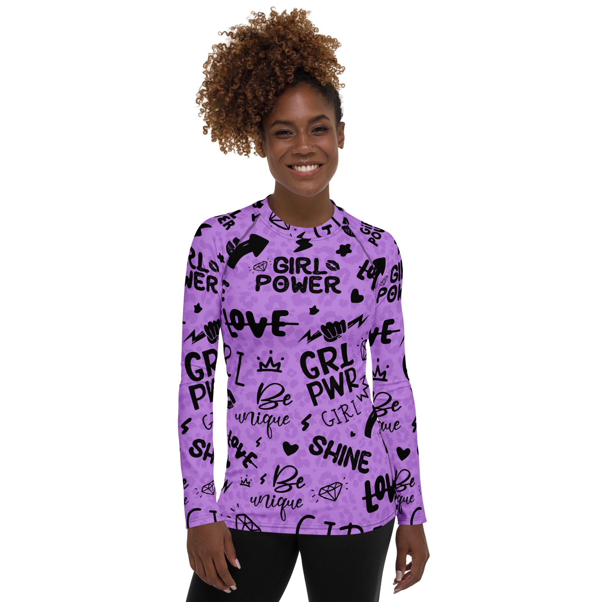 Purple Girl Power Performance Rash Guard UPF 50+