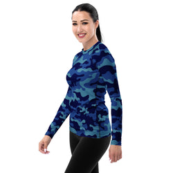 Brilliant Blue Camo Performance Rash Guard UPF 50+