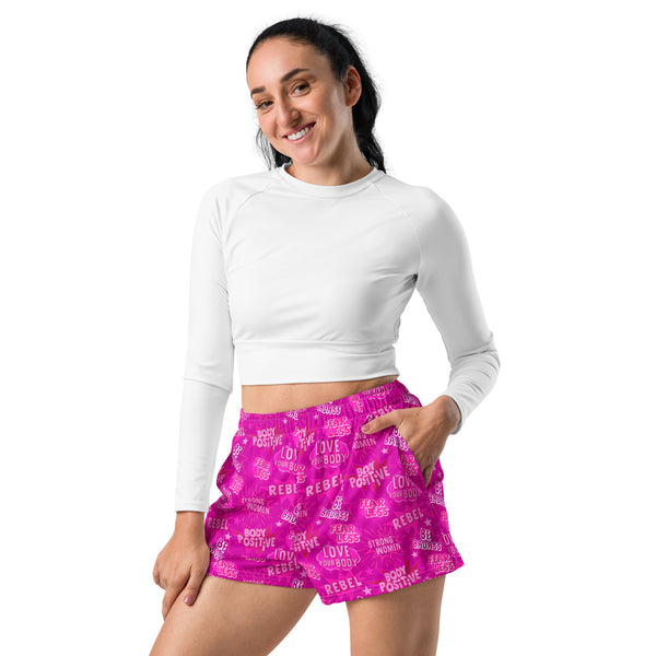 Body Positivity Recycled Athletic Shorts in Hot Pink