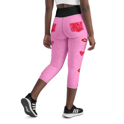 Pucker Up Valentine's Yoga Capri Leggings
