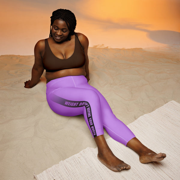 Jaime's "Weight Doesn't Define Your Worth" Yoga Capris in Purple