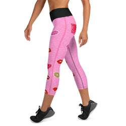 Pucker Up Valentine's Yoga Capri Leggings