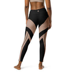 Bold Tan & Black Stripes Yoga Leggings
