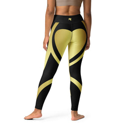 Black & Gold Heart Shaped Yoga Leggings
