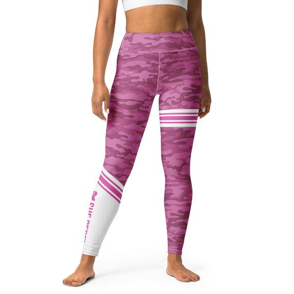 SHE REBEL - Pink Camo with White Stripe Yoga Leggings