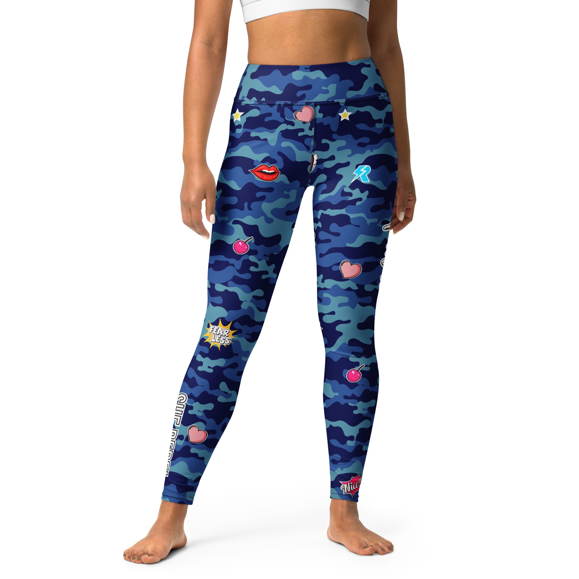 Fierce Blue Camo Yoga Leggings