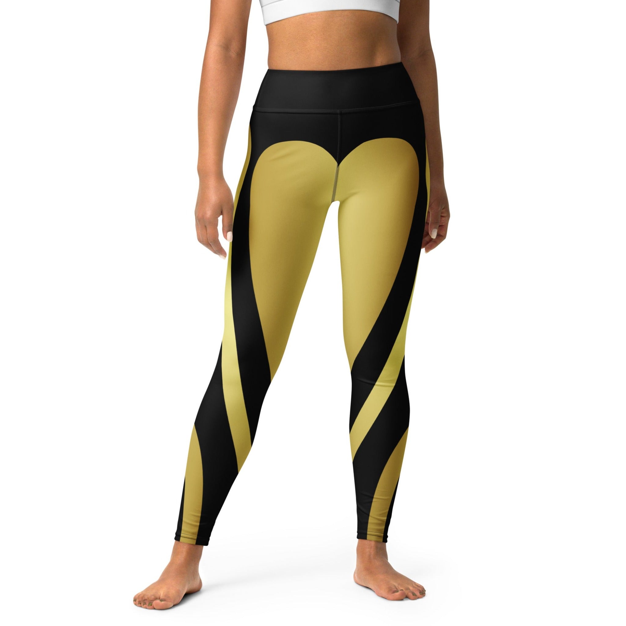 Black & Gold Heart Shaped Yoga Leggings