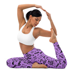 Purple Girl Power Leggings with Subtle Leopard Print