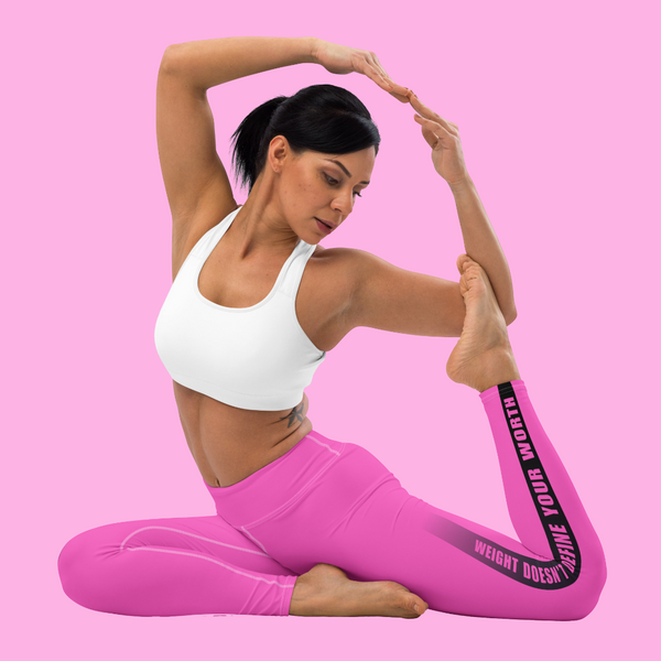 SHE REBEL - Jaime's "Weight Doesn't Define Your Worth" Yoga Leggings in Hot Pink