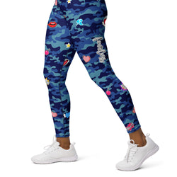 Fierce Blue Camo Yoga Leggings
