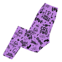 Purple Girl Power Leggings with Subtle Leopard Print