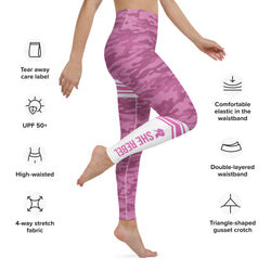 SHE REBEL - Pink Camo with White Stripe Yoga Leggings