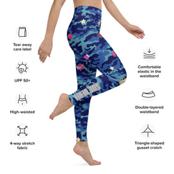 Fierce Blue Camo Yoga Leggings