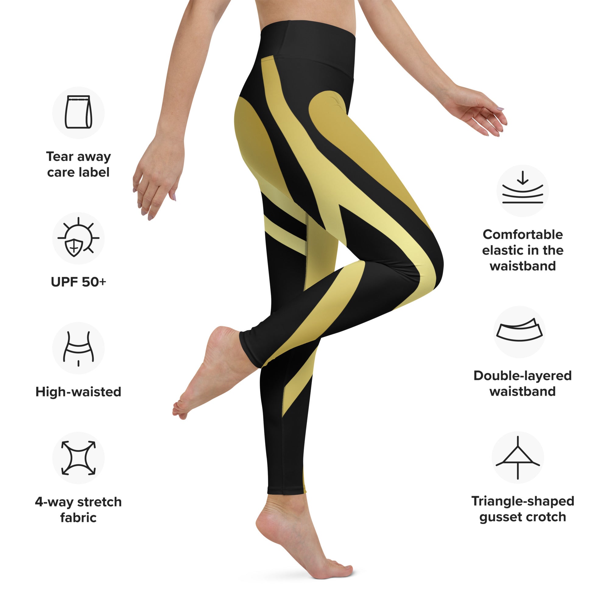Black & Gold Heart Shaped Yoga Leggings