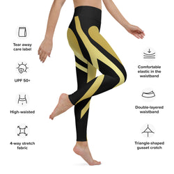 Black & Gold Heart Shaped Yoga Leggings