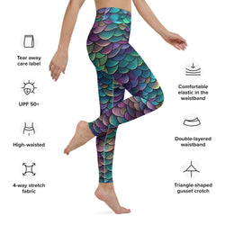 SHE REBEL - Multicolored Dragon Scales Yoga Leggings