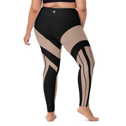 Bold Tan & Black Stripes Yoga Leggings