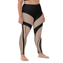 Bold Tan & Black Stripes Yoga Leggings