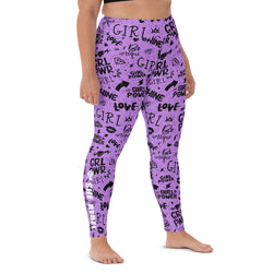Purple Girl Power Leggings with Subtle Leopard Print