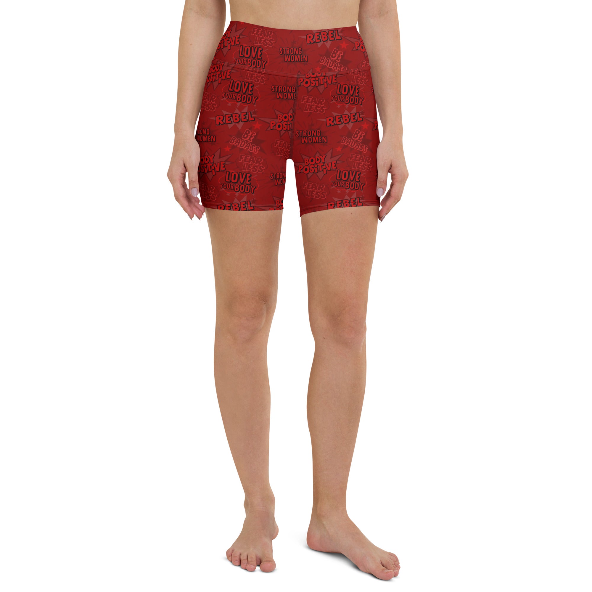 Body Positivity Yoga Shorts in Bold Red