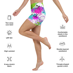 Floral Goth Print Yoga Shorts