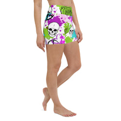 Floral Goth Print Yoga Shorts