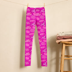 SHE REBEL - Body Positivity Youth Leggings in Hot Pink (Girls' Sizes 8 - 20)