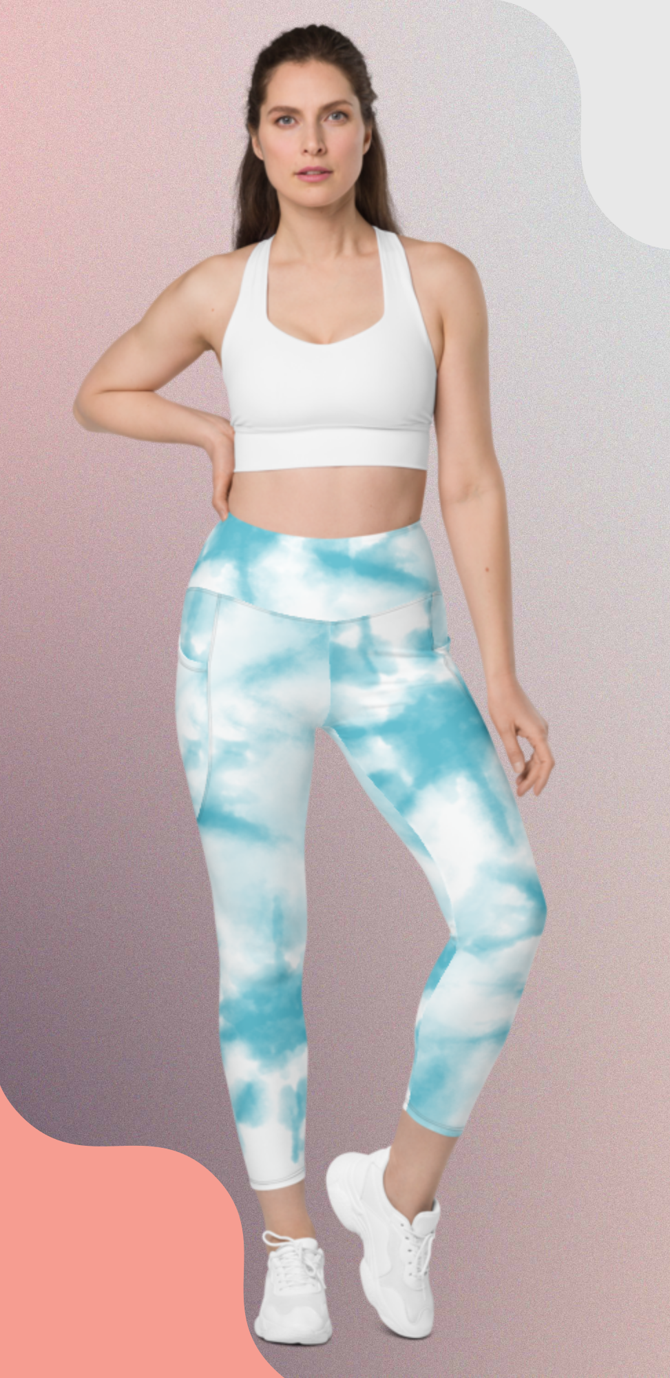 Blue Clouds Leggings with Pockets