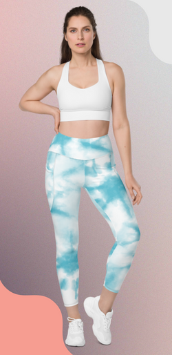 Blue Clouds Leggings with Pockets
