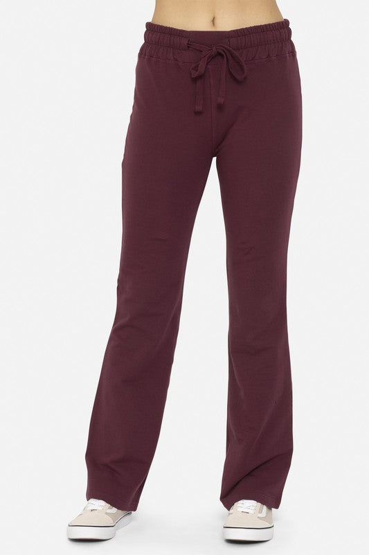 Mono B Drawstring Flared Pants In Plum