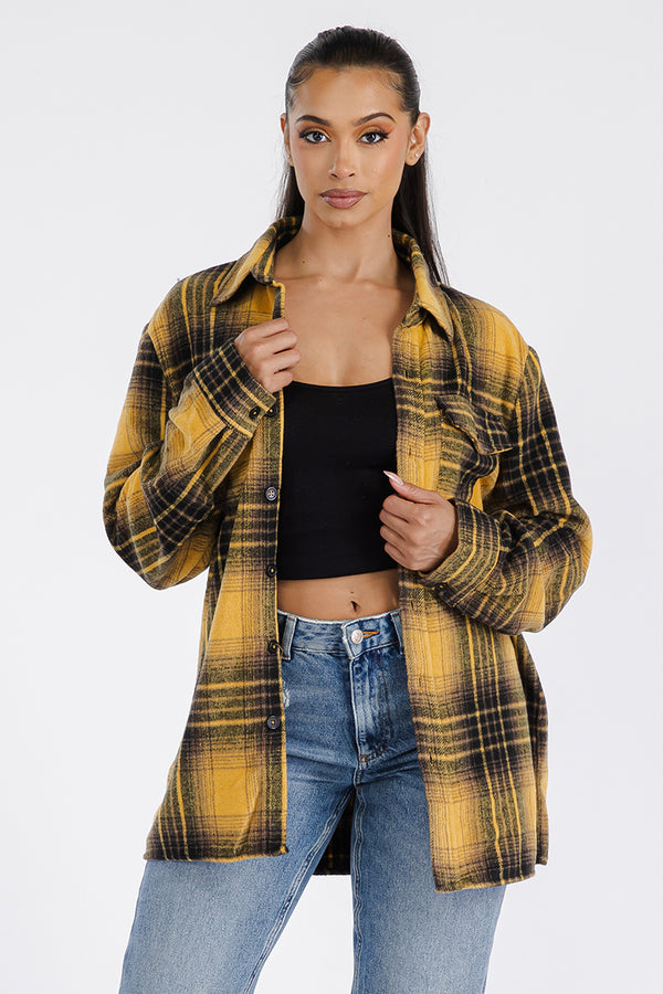 Boyfriend Oversized Soft Flannel Shacket In Autumn Gold