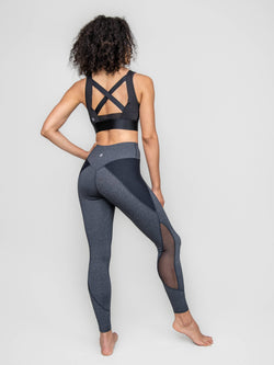 Fine Heather Leggings with Power Mesh Inserts