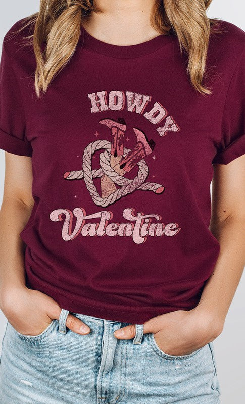 Howdy Valentine Cowboy Boots Graphic Tee | Available in 7 Colors