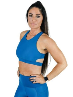 THE ASH - Shiny Blue Flex X-Back Sports Bra