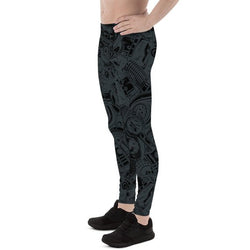 Black Leggings with Auto Parts for Men