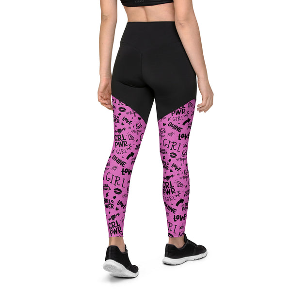 SHE REBEL - Girl Power Sporty Compression Fit Leggings with Pocket