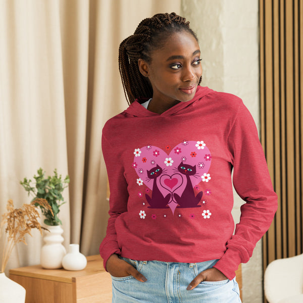 Kitty Valentine Heart Hooded Long Sleeve Tee | Available in 2 Colors