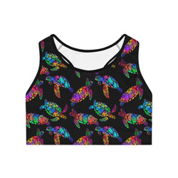 Neon Sea Turtle Sports Bra