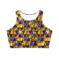 SHE REBEL - Checkered Zebra Print Sports Bra