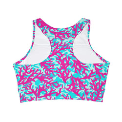 SHE REBEL - Neon Coral Print Sports Bra