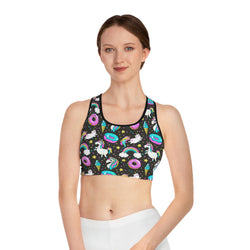 Caticorn Unicorn Donuts Sports Bra