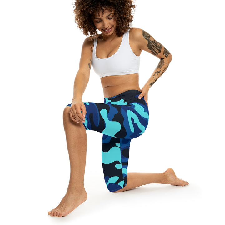 Dark Blue Camo Capri Leggings