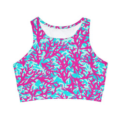 SHE REBEL - Neon Coral Print Sports Bra