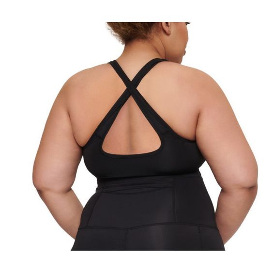 black cross back plus size sports bra